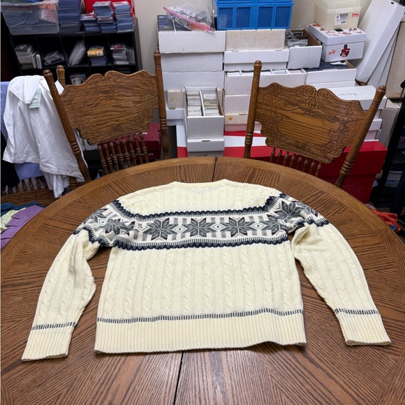 Mervyn’s Cream and Gray Crewneck Sweater with Nordic Pattern - Picture 5 of 5